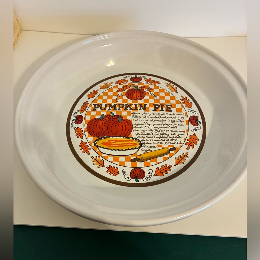 Vintage Pumpkin Pie Ceramic Dish W/ Recipe Indoor Outfitters